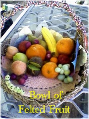 Bowl of Felted Fruit